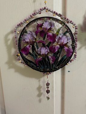 Purple Iris Floral Suncatcher